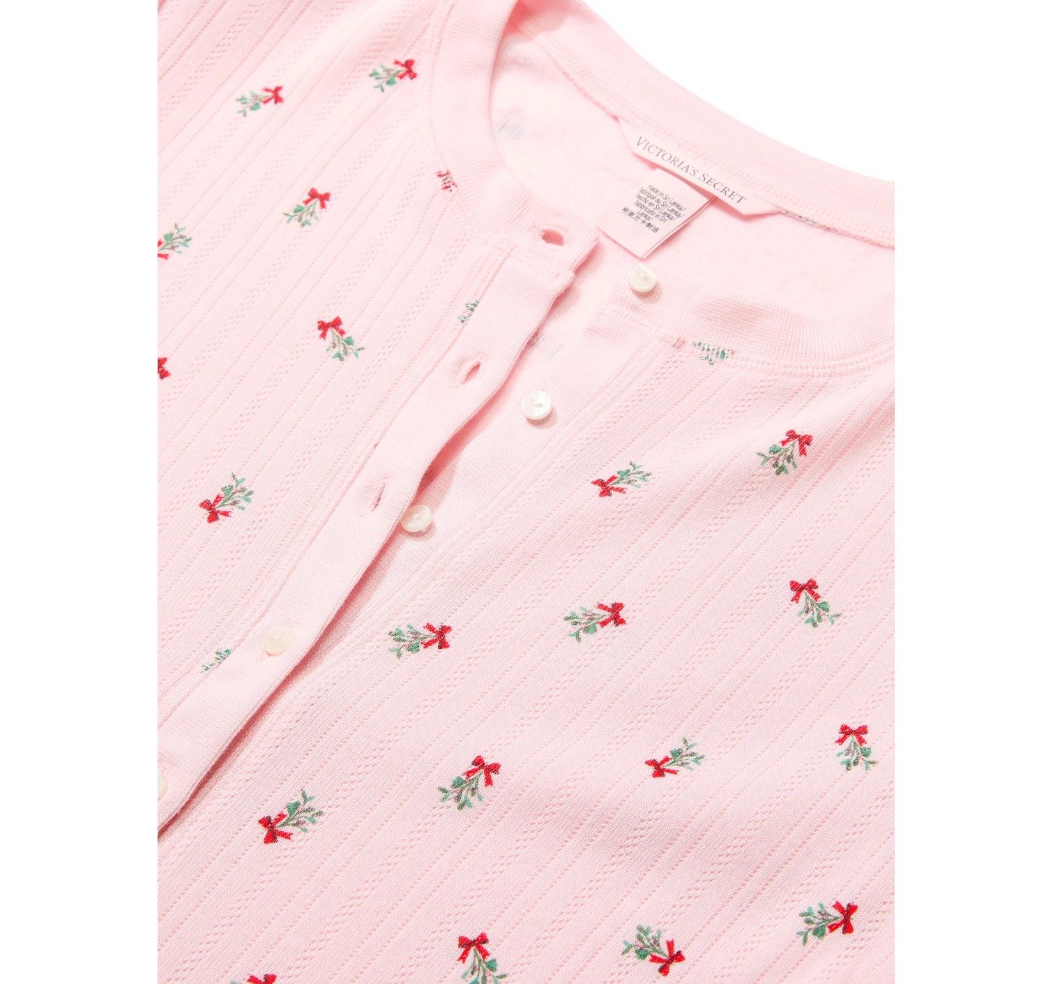 Піжама Cozy Pointelle Henley Short Pajama Set Angel Pink Mistletoe Graphic
