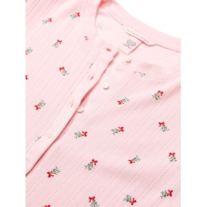 Піжама Cozy Pointelle Henley Short Pajama Set Angel Pink Mistletoe Graphic