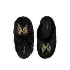 Домашние тапочки Luxe Plush Closed-Toe Slippers Black