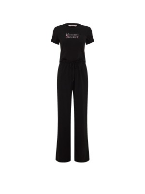 Пижама 100% Cotton Tee Long Pajama Set Black