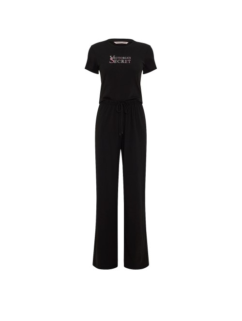 Пижама 100% Cotton Tee Long Pajama Set Black