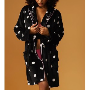 Халат Cozy Plush Robe Black Dot