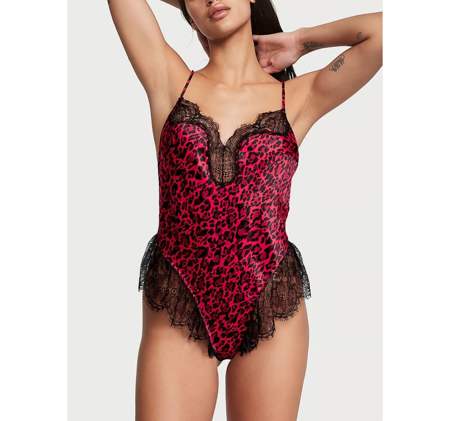 Сатиновий ромпер Satin Lace High-Leg Romper