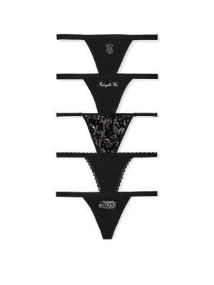 Набір трусиків 5-Pack V-String Thong Panty Set Black 