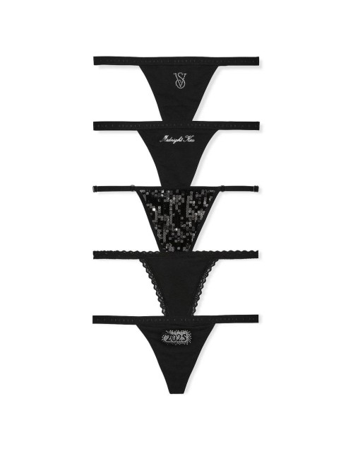 Набор трусиков 5-Pack V-String Thong Panty Set Black