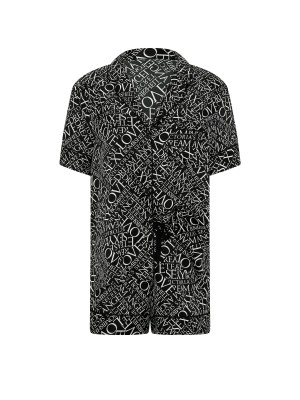 Піжама Signature Satin Short Pajama Set Black & White Newspaper