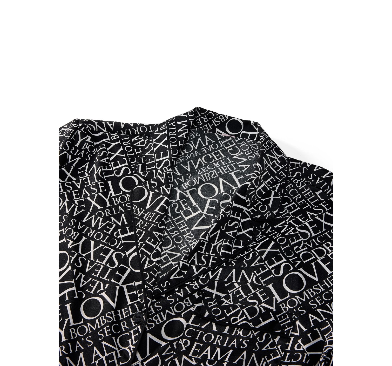 Піжама Signature Satin Short Pajama Set Black & White Newspaper