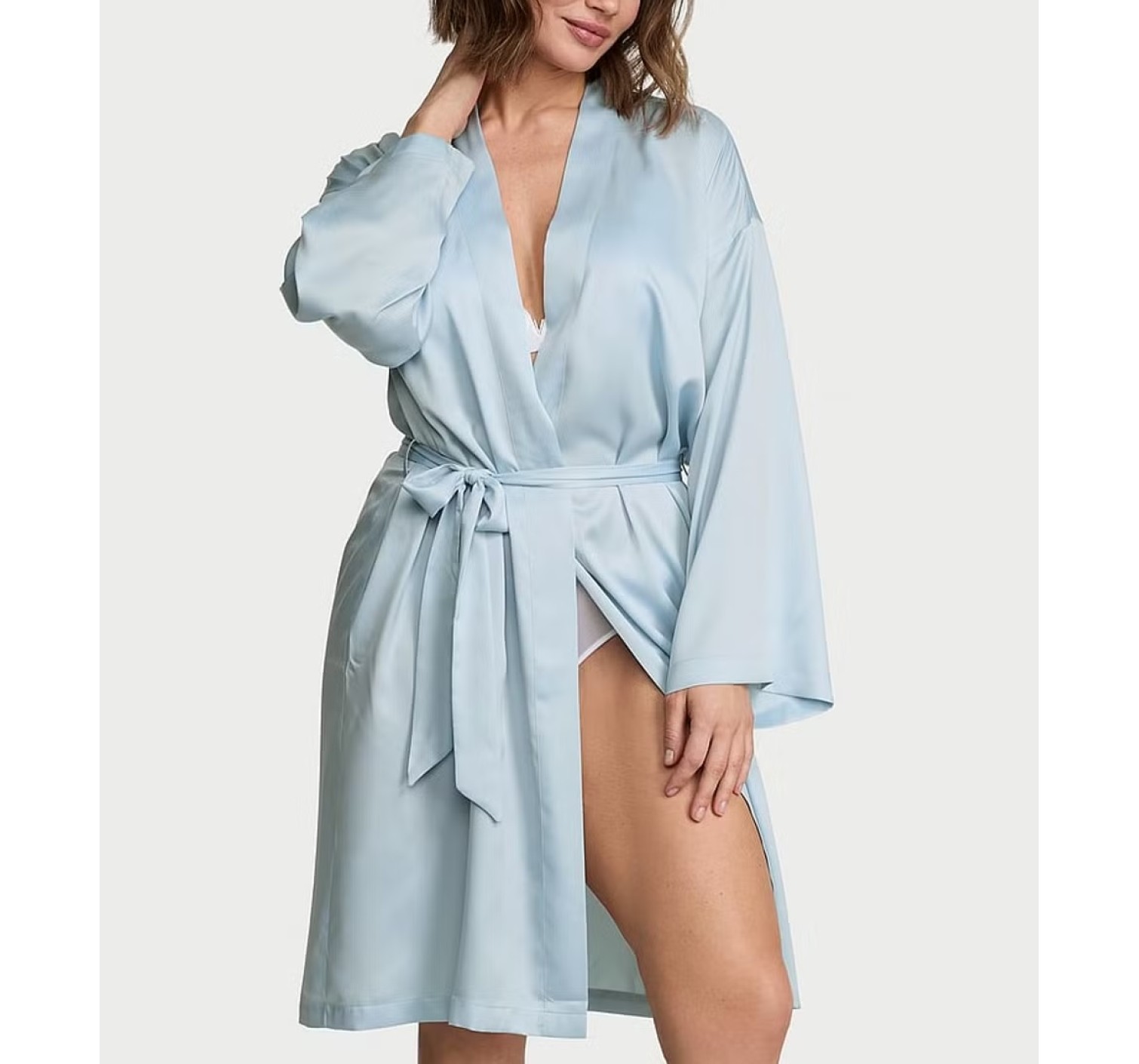 Халат Signature Satin Midi Robe Linen Blue