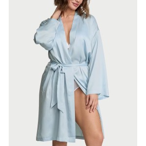 Халат Signature Satin Midi Robe Linen Blue