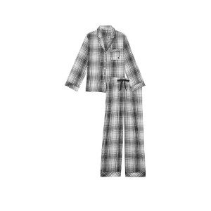 Пижама Black White Plaid Flannel Long Pyjama Set