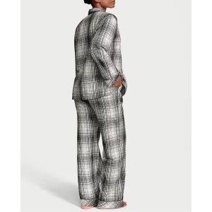 Пижама Black White Plaid Flannel Long Pyjama Set