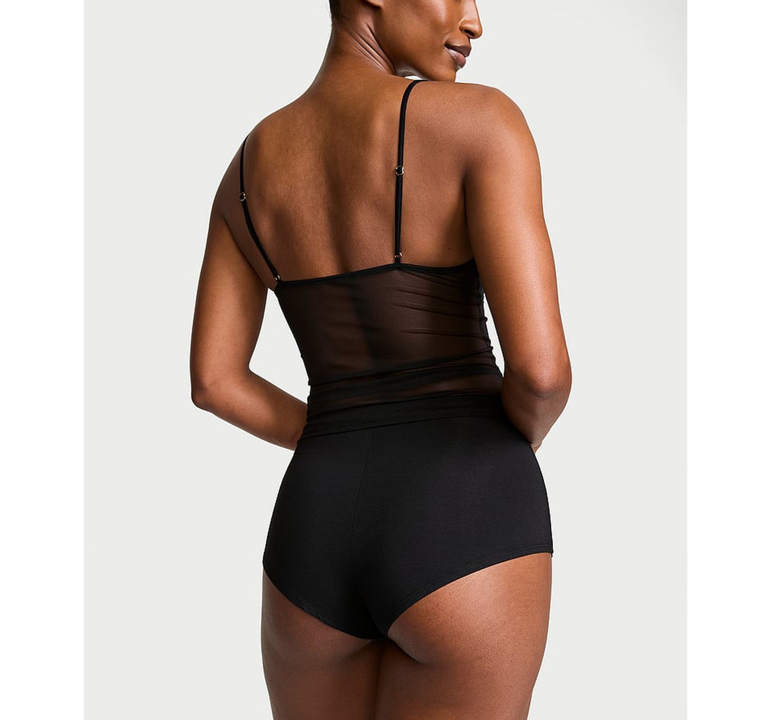 Пижама Sheer Reveal Modal & Mesh Cami Set Black