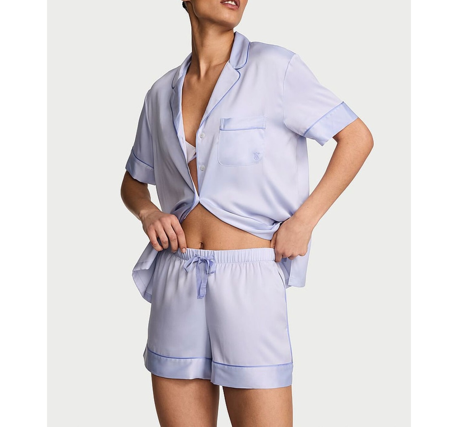 Пижама Signature Satin Short Pajama Set Icy Lavender
