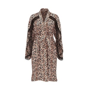 Халат Satin Rose Lace-Trim Midi Robe Leopard