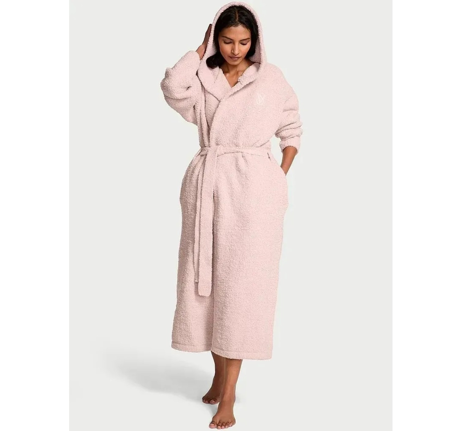 Халат Chenille Hooded Long Robe Pink