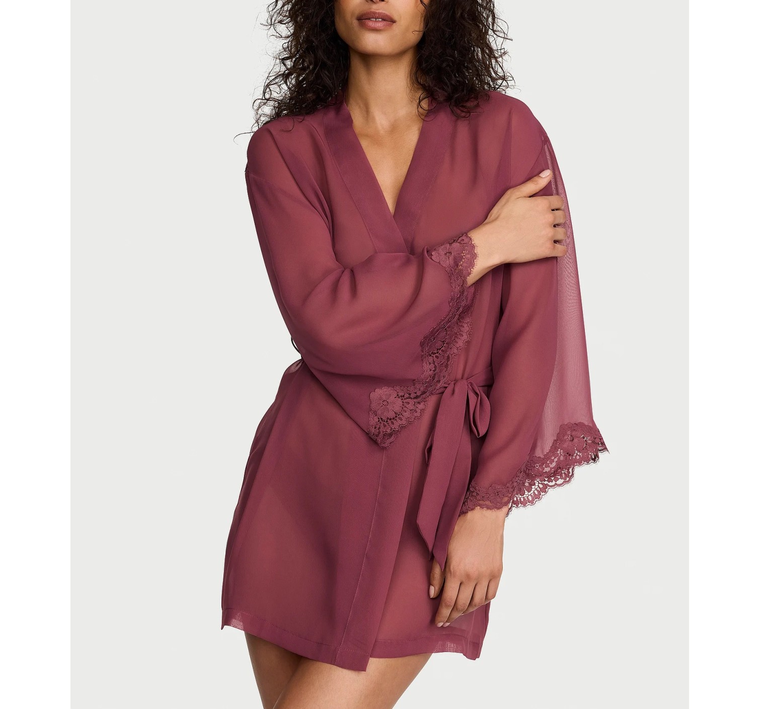 Халат Chiffon & Lace Short Robe Morning Rose