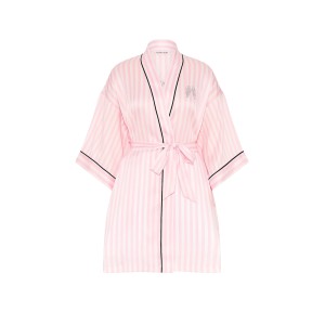 Халат Signature Satin Short Piped Robe Iconic Pink Stripes