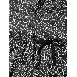 Пижама Signature Satin Long Pajama Set Black & White Newspaper