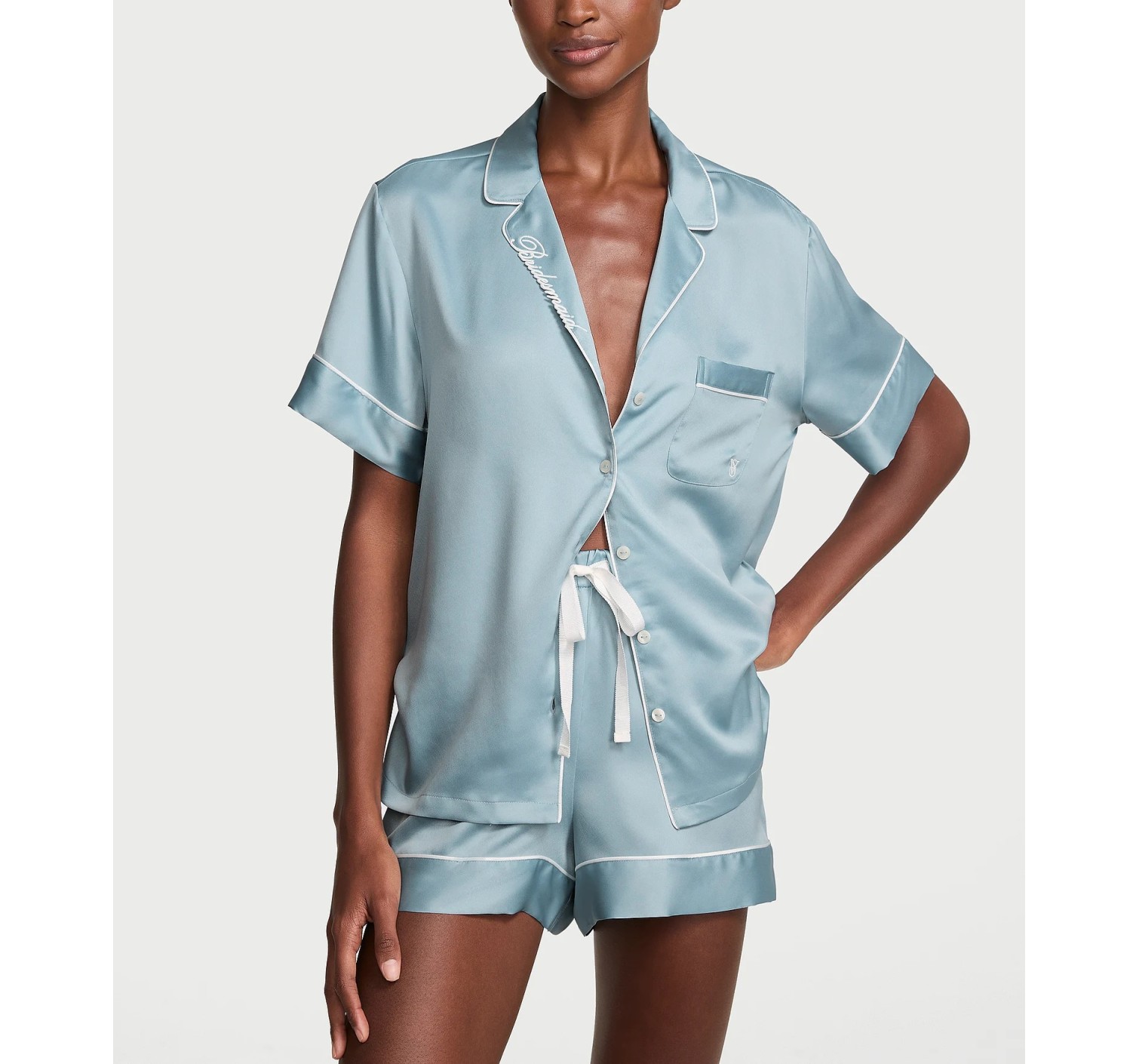 Піжама Signature Satin Bridesmaid Short Pajama Set Hope Grey