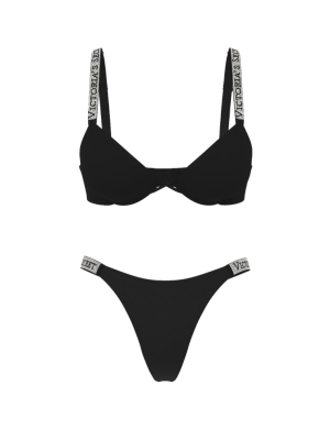 Комплект белья Logo Shine Strap Push-Up Bra Set Black
