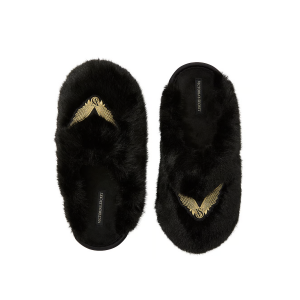 Домашние тапочки Luxe Plush Closed-Toe Slippers Black