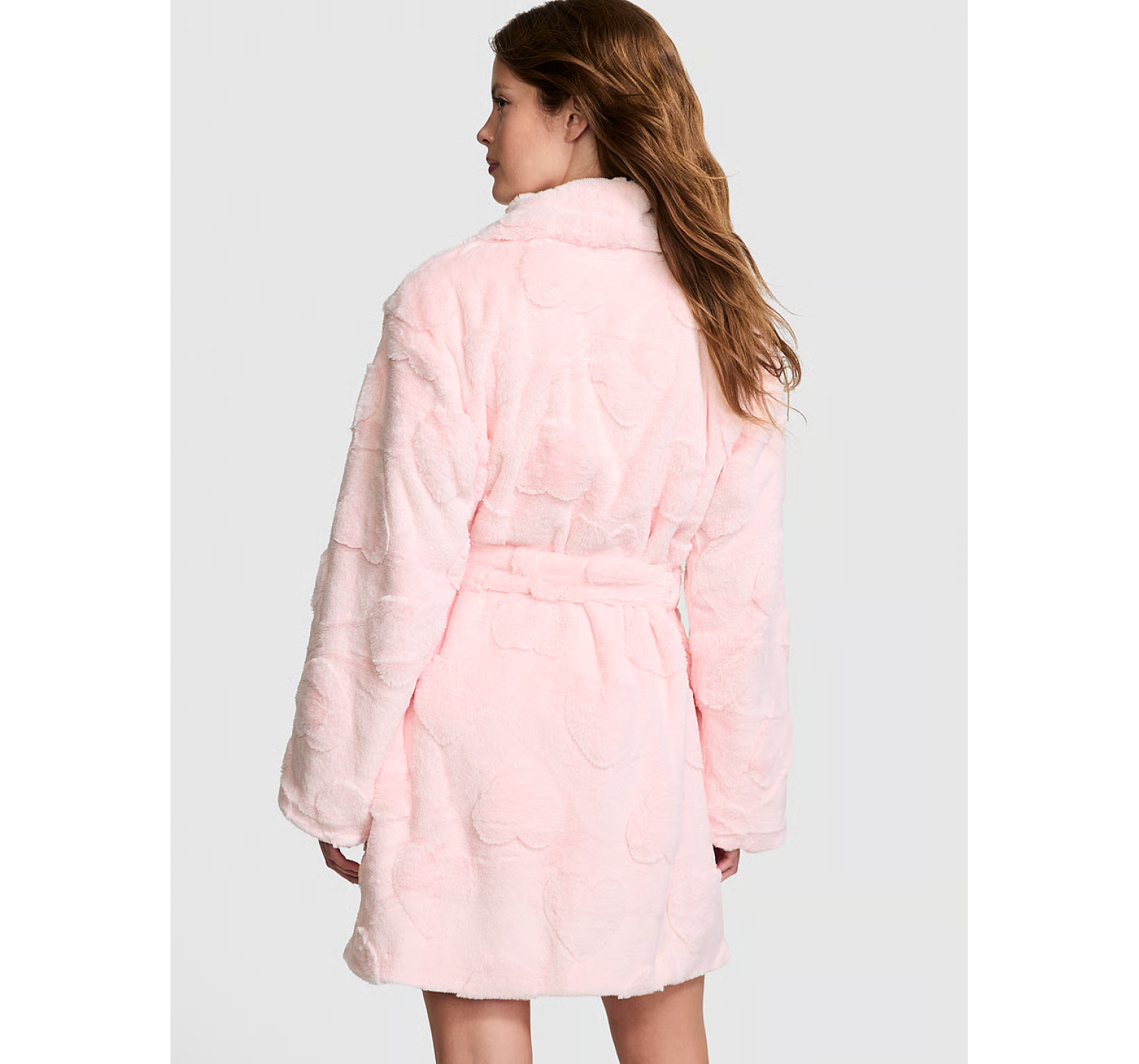 Плюшевый халат Short Cozy Robe Pink Hearts