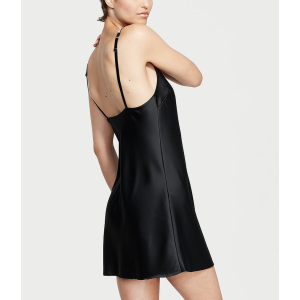 Сатиновий пеньюар Shine Strap Slips Black