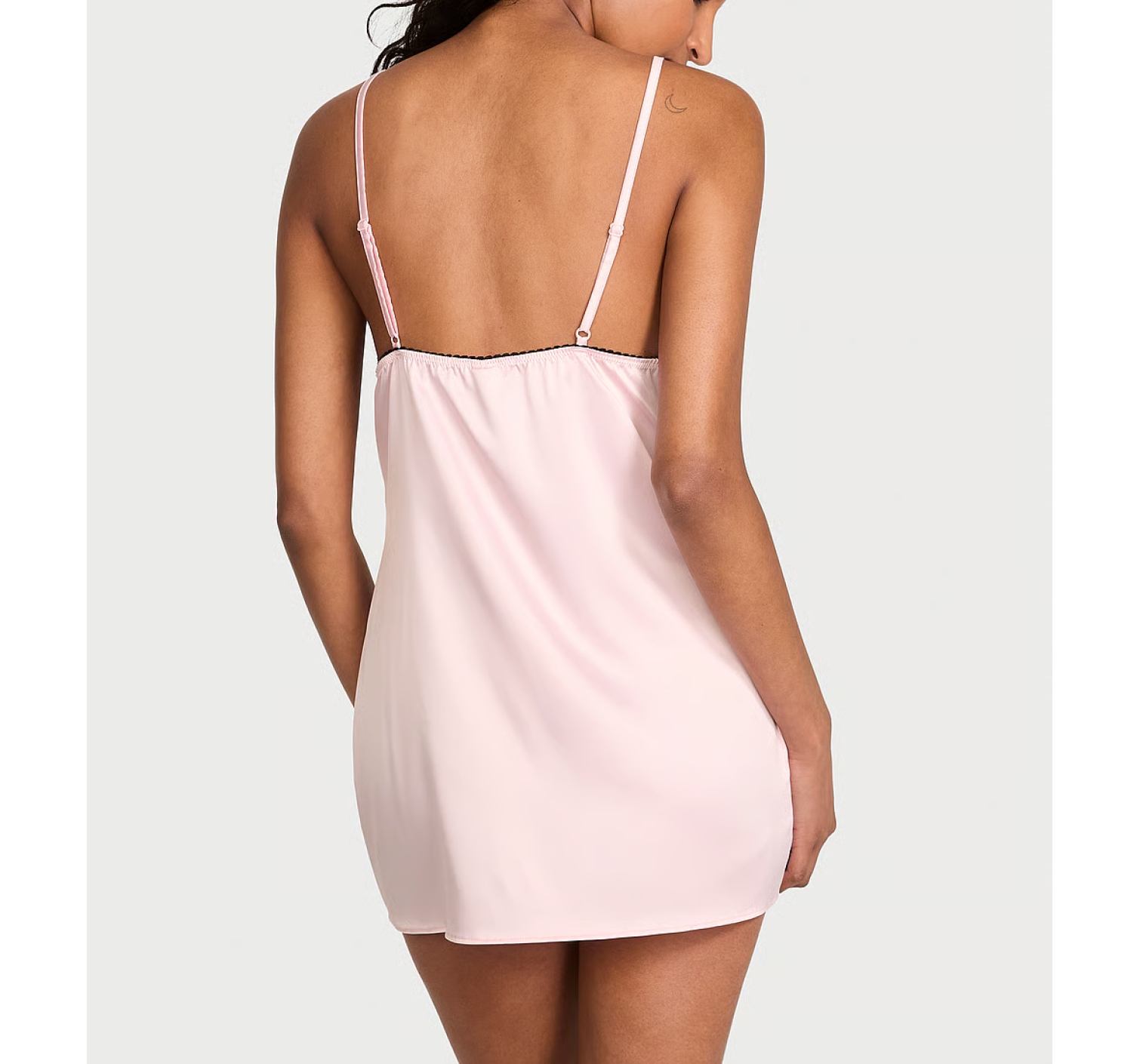 Сатиновий пеньюар Tease Satin Lace-Trim Mini Slip Dress Angel Pink