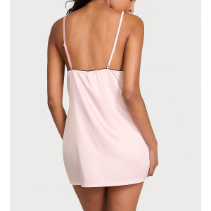 Сатиновий пеньюар Tease Satin Lace-Trim Mini Slip Dress Angel Pink