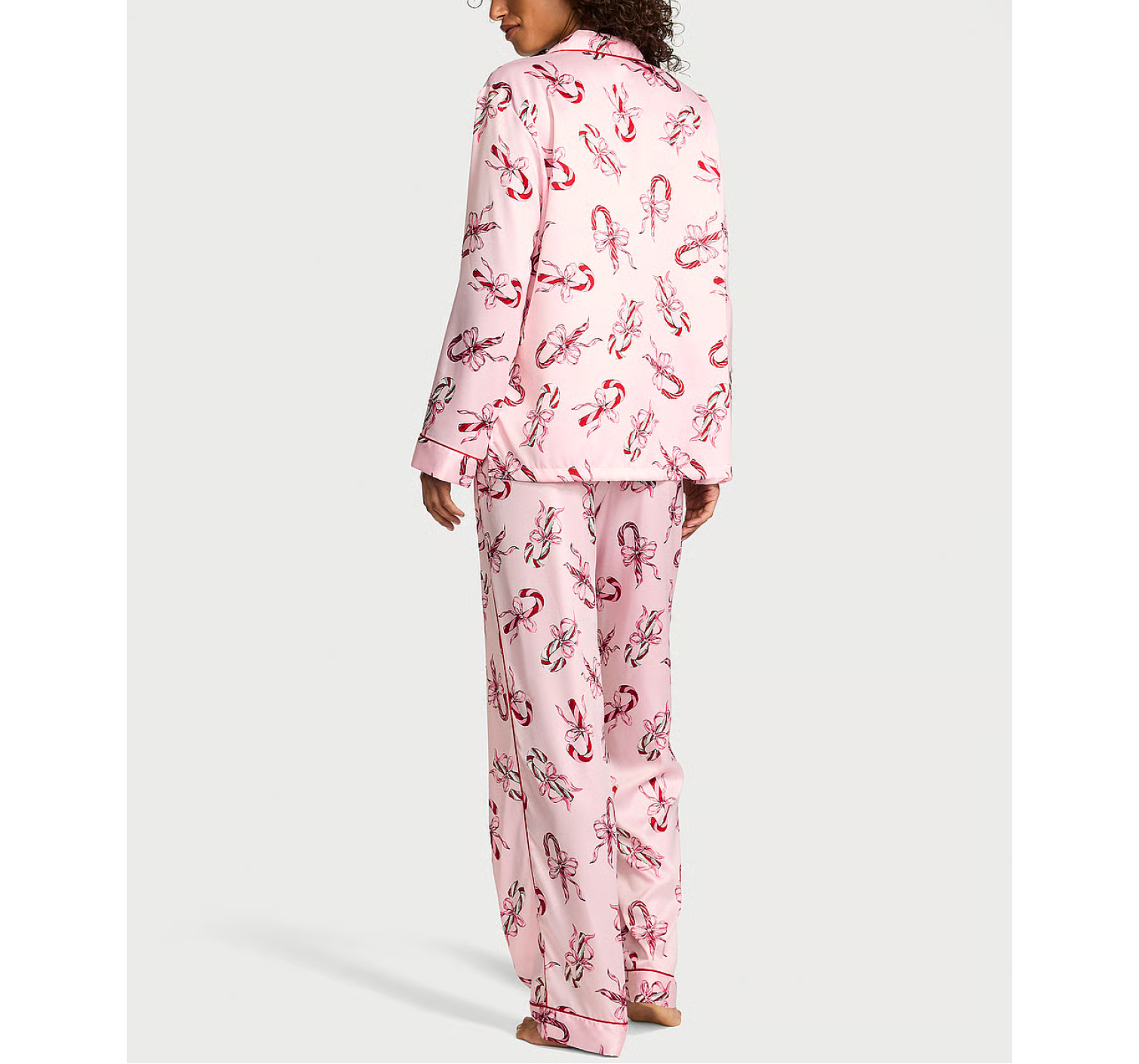 Піжама Glazed Satin Long Pajama Set Pink Bows