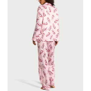Піжама Glazed Satin Long Pajama Set Pink Bows