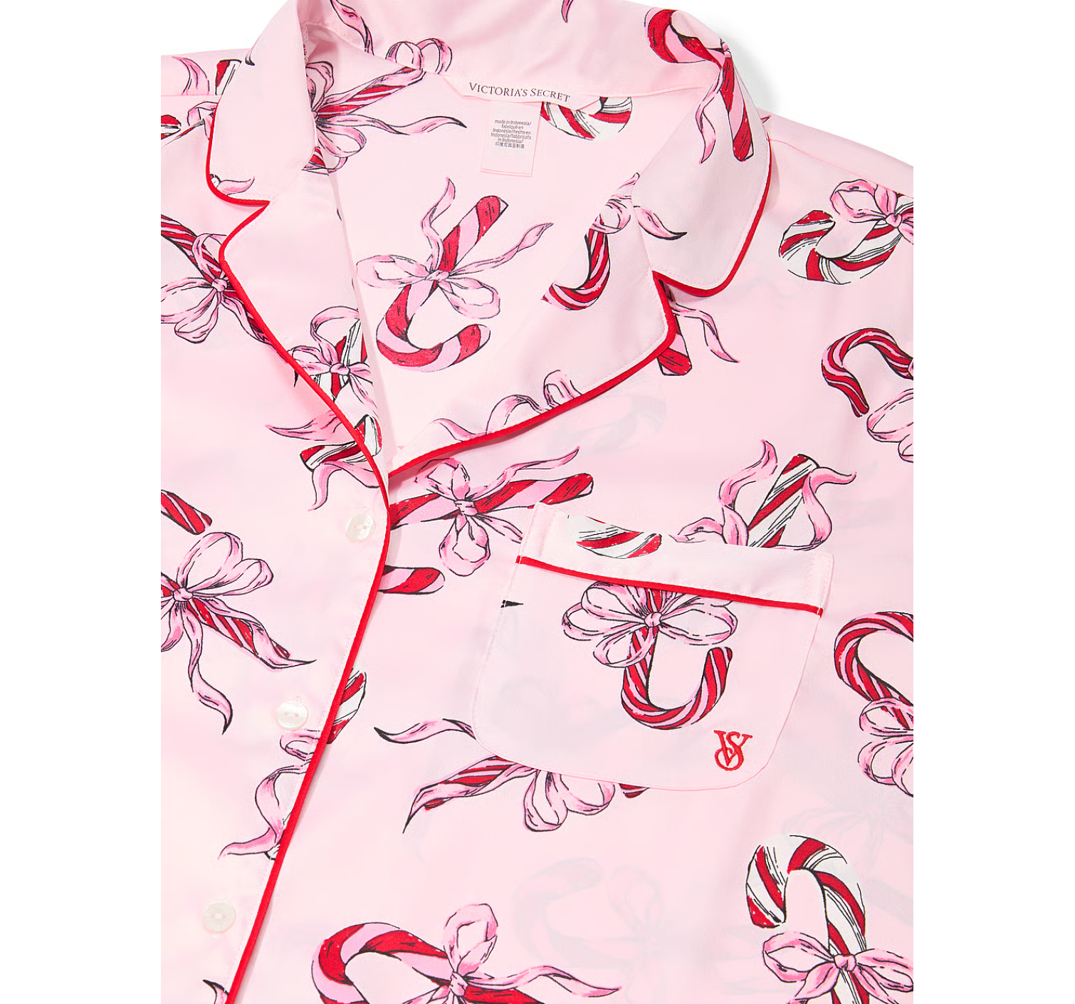 Піжама Glazed Satin Long Pajama Set Pink Bows