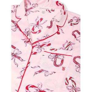 Піжама Glazed Satin Long Pajama Set Pink Bows