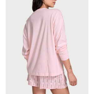Піжама Flannel Long-Sleeve Short Tee-Jama Set Pink