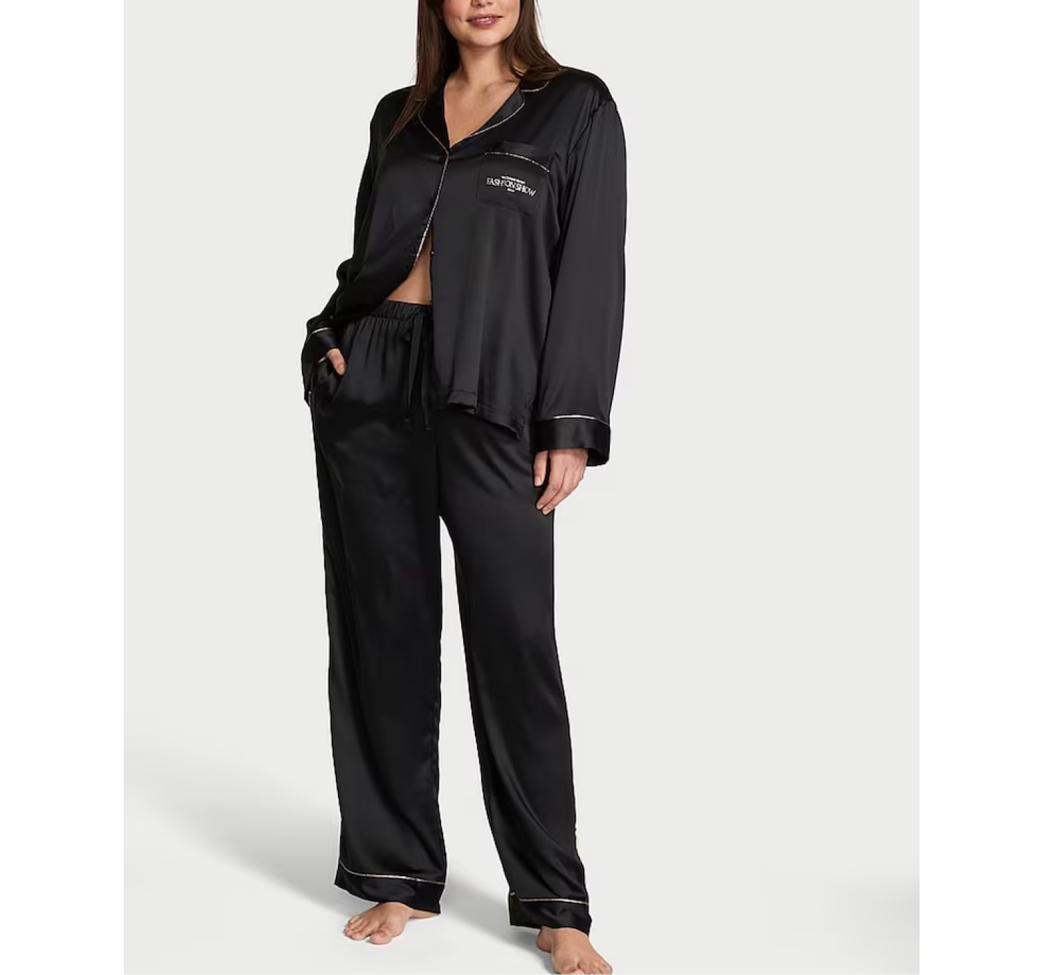 Піжама Black Fashion Show Satin Long Pyjamas Set