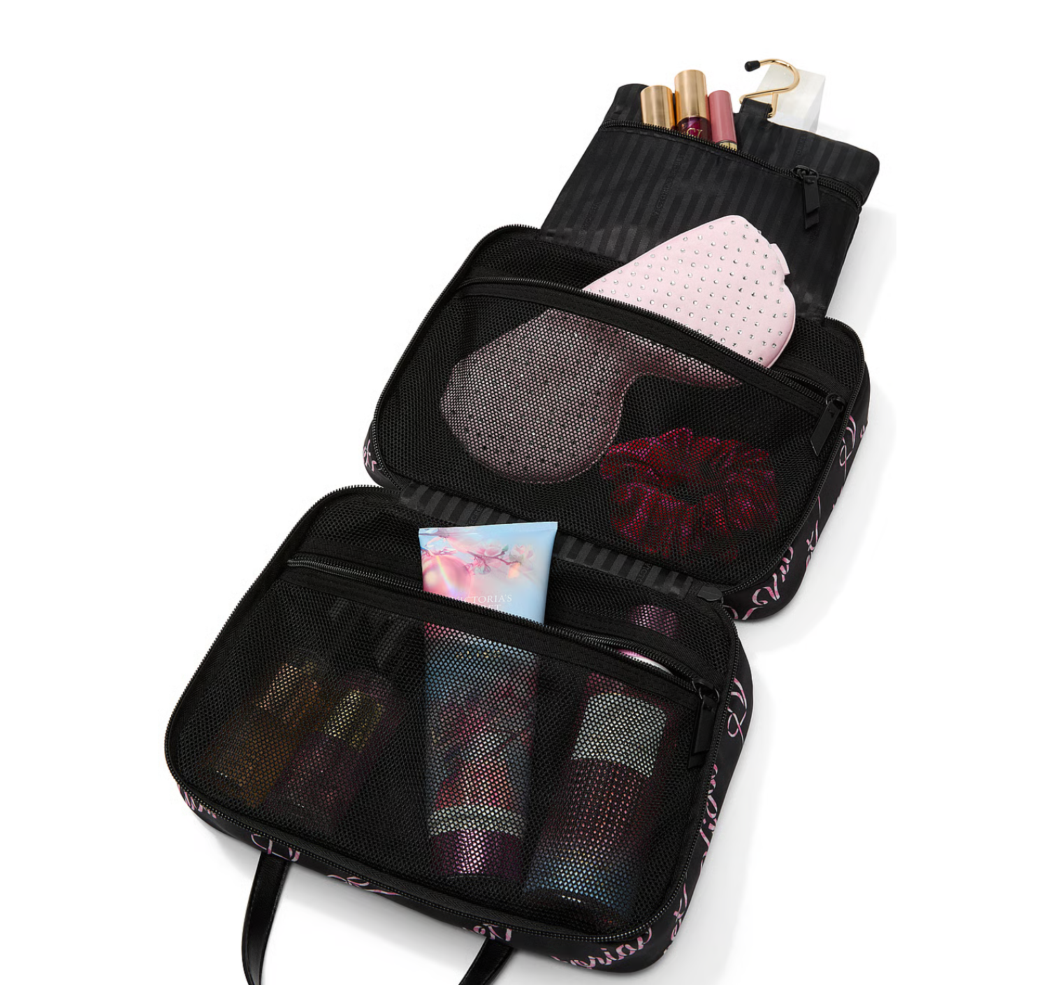 Косметичка Travel Hanging Toiletry Bag Black Candycane Script