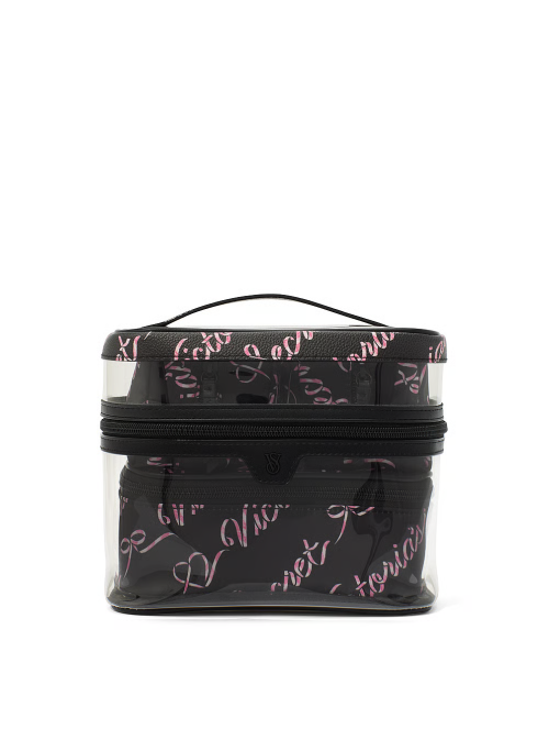 4 в 1 набор косметичек 4-Piece Makeup Bag Black Candycane Script