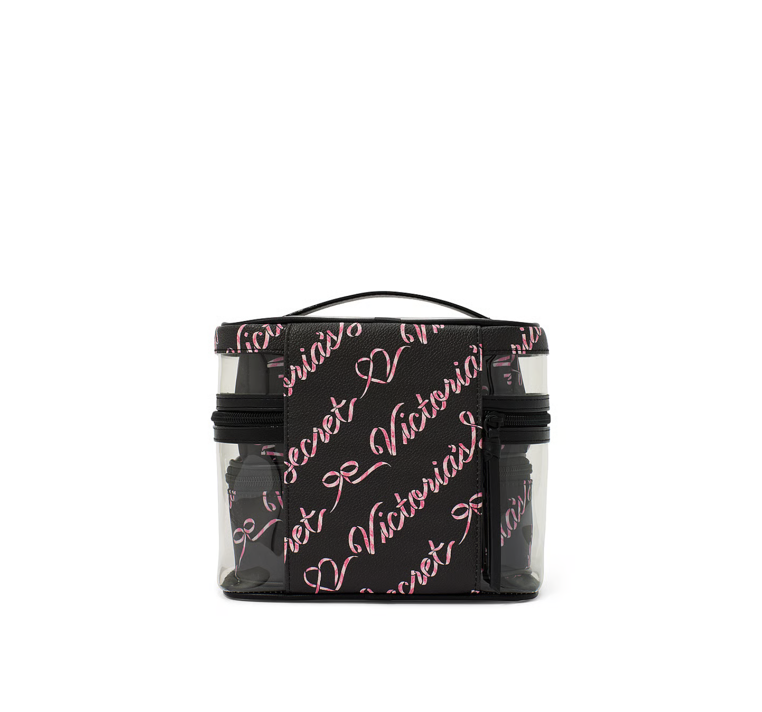 4 в 1 набор косметичек 4-Piece Makeup Bag Black Candycane Script