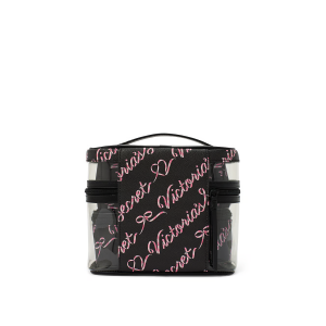 4 в 1 набор косметичек 4-Piece Makeup Bag Black Candycane Script