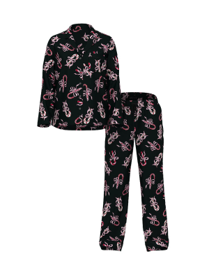 Сатинова піжама Glazed Satin Long Pajama Set Print