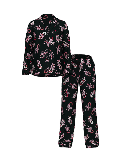 Сатинова піжама Glazed Satin Long Pajama Set Print