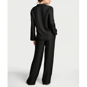 Сатиновая пижама Glazed Satin Long Pajama Set Black