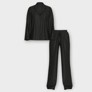 Сатиновая пижама Glazed Satin Long Pajama Set Black