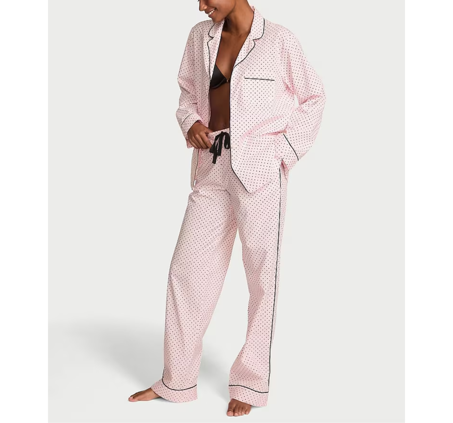 Піжама Angel Pink Small Dot Cotton Long Pyjama Set