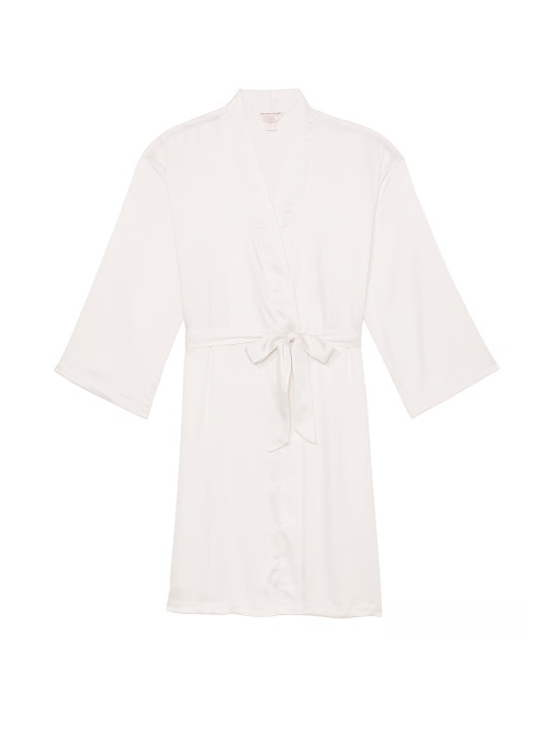 Сатиновый халат Coconut White Satin Midi Robe