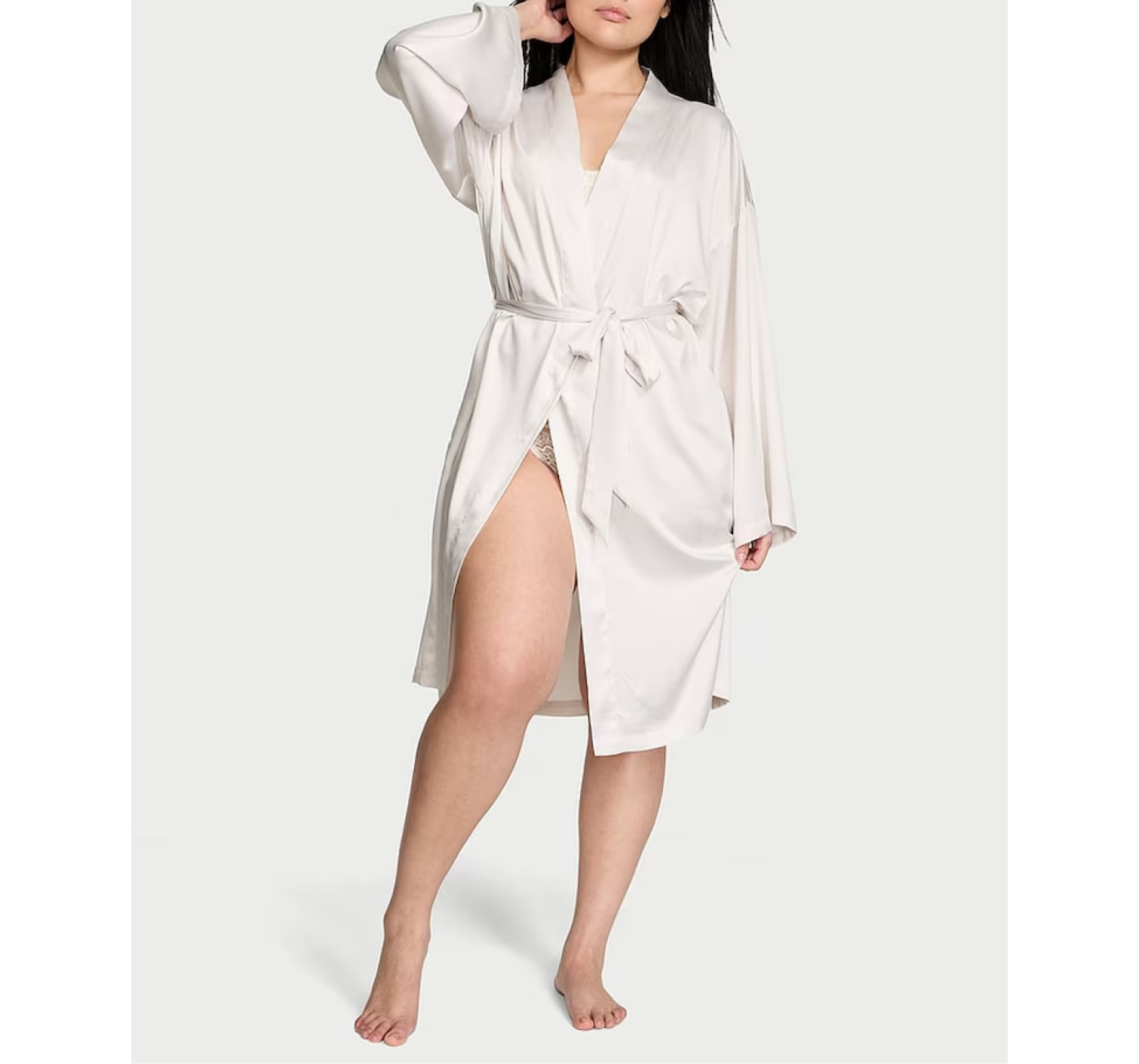 Сатиновый халат Coconut White Satin Midi Robe