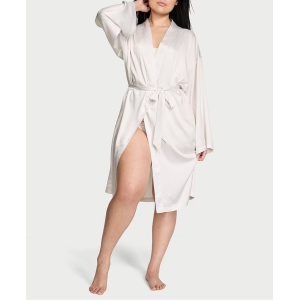 Сатиновый халат Coconut White Satin Midi Robe