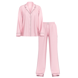 Сатиновая пижама Satin Shine Stripe Long Pajama Set Pink