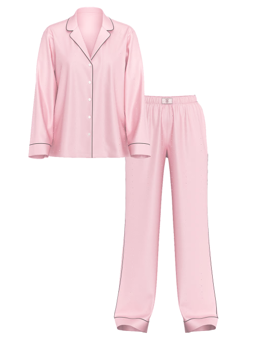 Сатинова піжама Satin Shine Stripe Long Pajama Set Pink