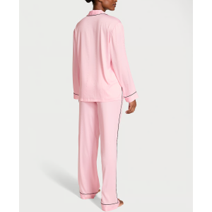 Сатиновая пижама Satin Shine Stripe Long Pajama Set Pink